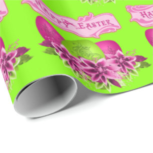 Papel De Regalo Huevos Y Flores De Pascua Felices Pascua