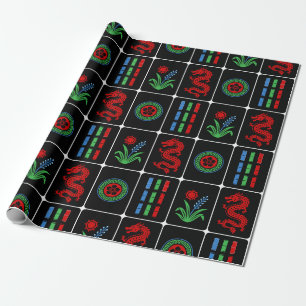 Papel De Regalo Huge Mahjong Tiles #4 Rojo Verde Azul Negro