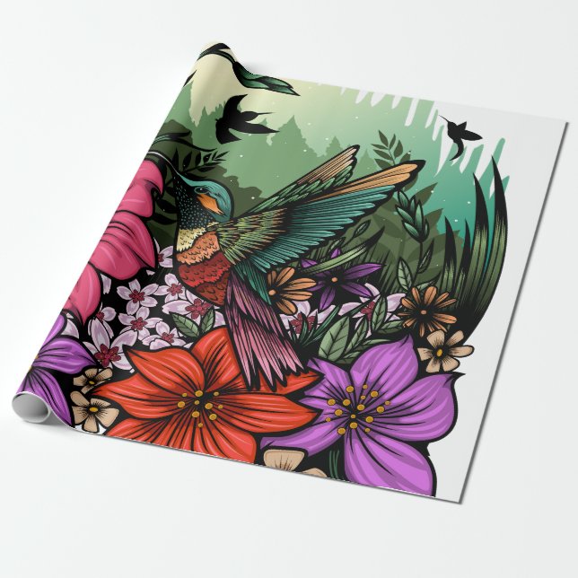 Papel De Regalo Hummingbird Garden (Desenrollado)