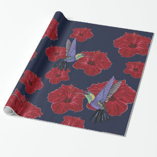 Papel De Regalo Hummingbirds Hibiscus Floral Art