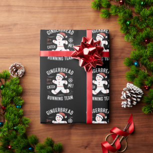 Papel De Regalo Humor de Navidades de equipo de Gingerbread Runnin