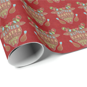 Papel De Regalo Humor divertido del reno del pollo de Blitzen del