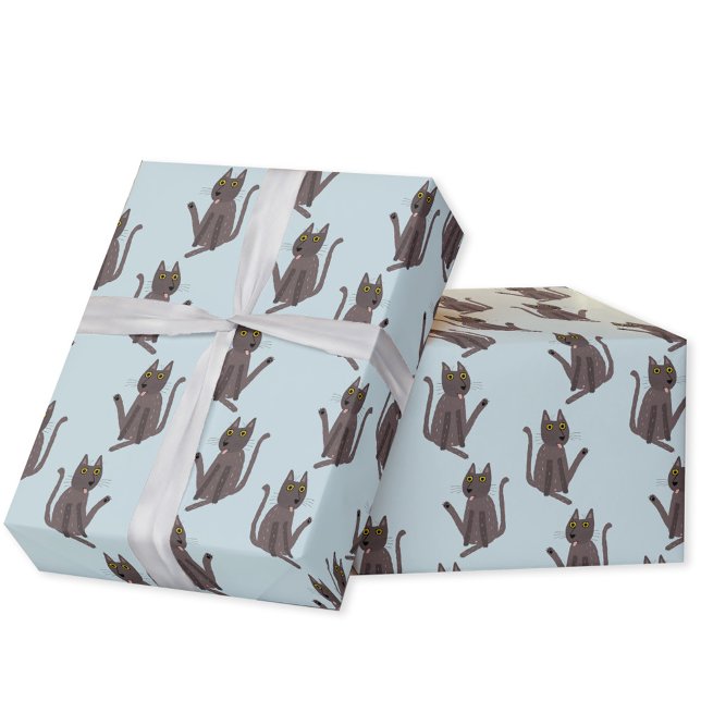Papel De Regalo Humor gato gracioso (Funny cat humor gift wrapping paper roll for animal lovers)