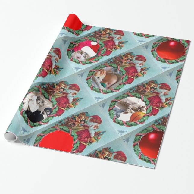 PAPEL DE REGALO HUMORÍSTICA FUNNY SANTA XMAS PLANTILLA DE FOTO DE  (Desenrollado)