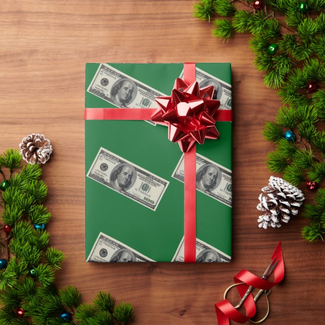 Papel De Regalo Hundred Dollar Bill Green Wrapping Paper (Regalo de vacaciones)