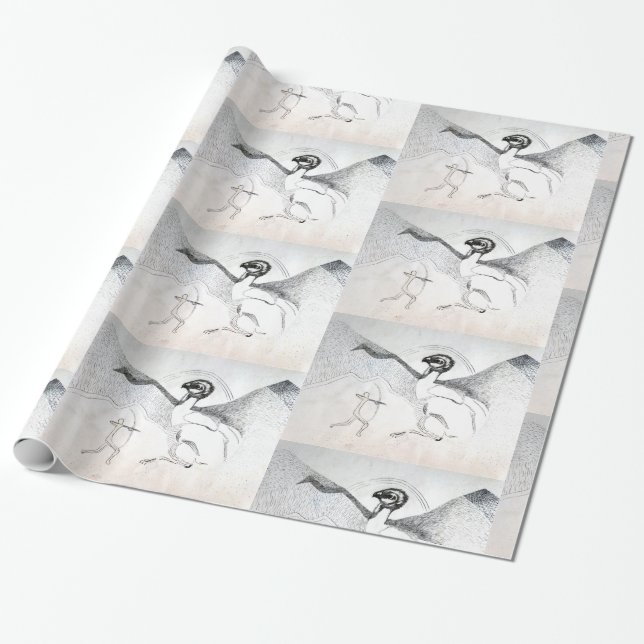 Papel De Regalo Hunt Graphuc Dibujo Blanco Negro (Desenrollado)