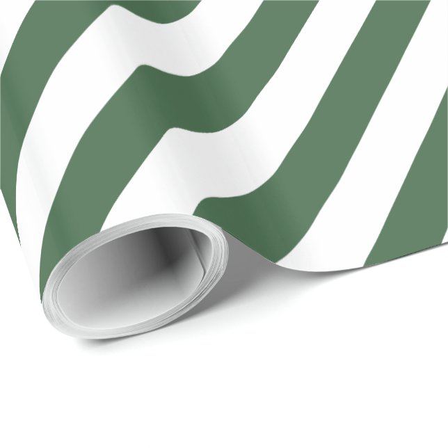 Papel De Regalo Hunter Green Diagonal Stripe (Esquina del rollo)