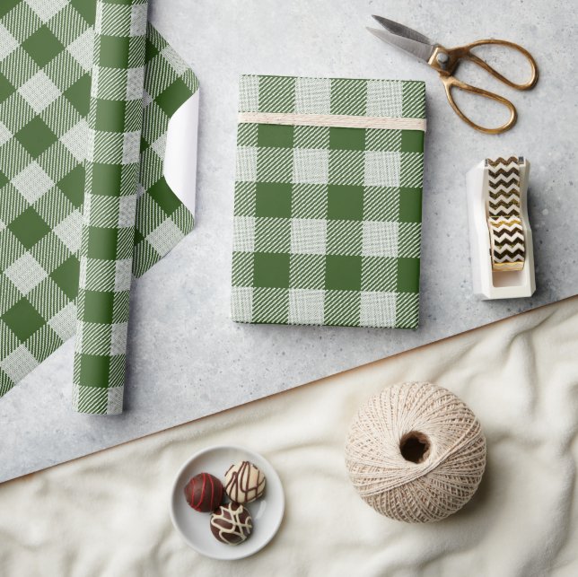 Papel De Regalo Hunter Green Gingham Plaid Wrapee Paper (Artesanía)