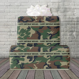 Papel De Regalo Hunter Woods Camo Añadir texto y nombre Cumpleaños