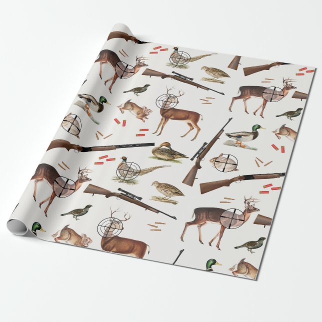 Papel De Regalo Hunting Wildlife Outdoorsman Pattern (Desenrollado)