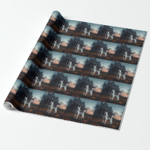 Papel De Regalo Husky Siberiano de Halloween Espantoso