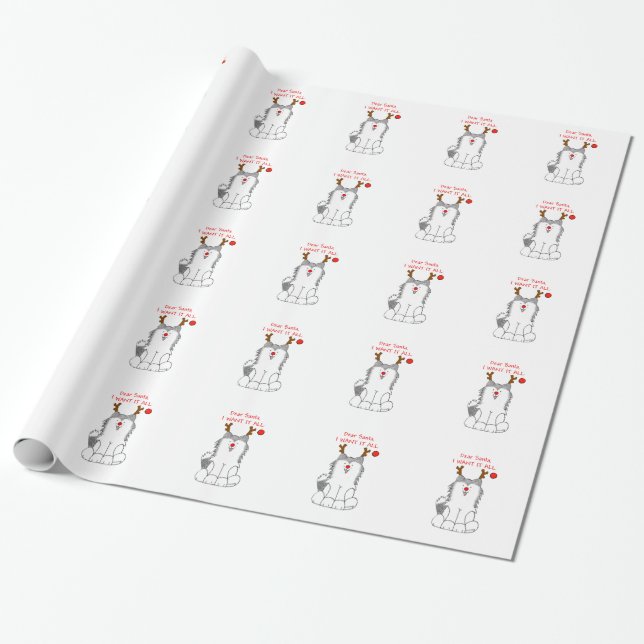 Papel De Regalo Husky siberiano estimado Santa…. (Desenrollado)