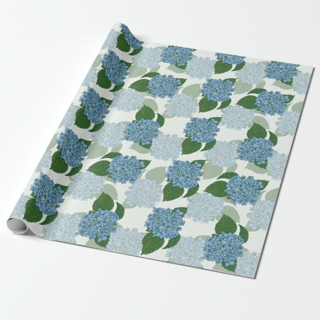 Papel De Regalo Hydrangea azul (Desenrollado)