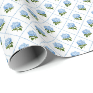 Papel De Regalo Hydrangea azul Grandmillennial