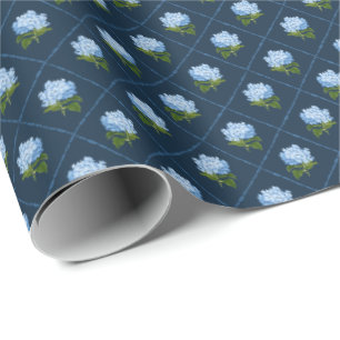 Papel De Regalo Hydrangea azul Grandmillennial