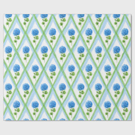 Papel De Regalo Hydrangea Ditsy azul y verde abuelo milenio