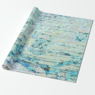 Papel De Regalo Hydrangea Floral Verde azulado País Vintage Mader