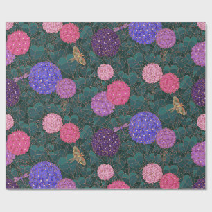 Papel De Regalo Hydrangea Jardin de Bronce Mariposa Nocturna Grand