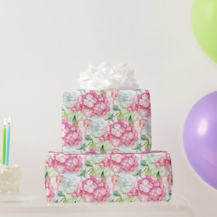 Papel De Regalo Hydrangea Rosa Pálido Decoupage Botánico Artesanal