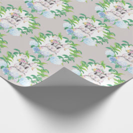 Papel De Regalo Hydrangea Wreath Bunny Elegant diseño de Pascua