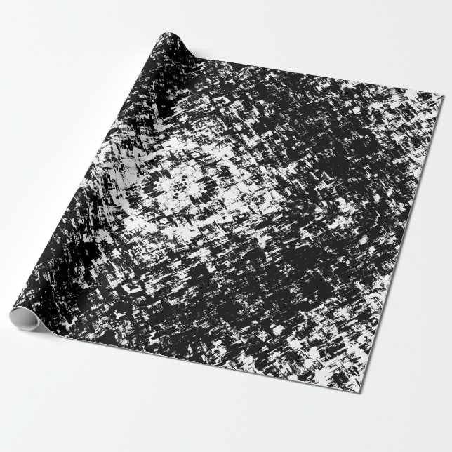Papel De Regalo Hypnotic Abstract Black And White Modern Art (Desenrollado)
