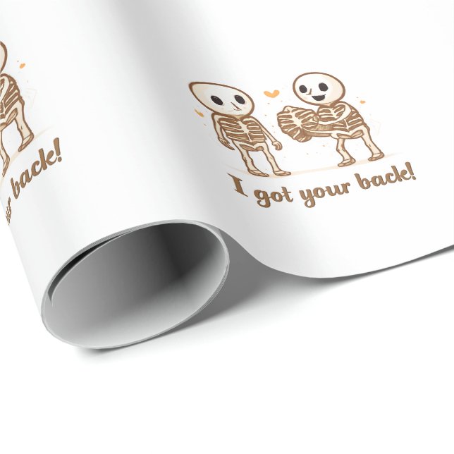 Papel De Regalo I Got Your Back Cute Skeleton Halloween Quote (Esquina del rollo)