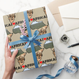 Papel De Regalo I Heart Africa Map Black Elephant Herd