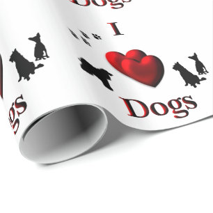 Papel De Regalo I Heart Dogs Design