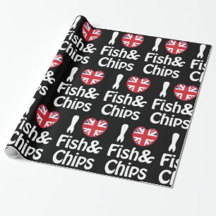 Papel De Regalo I Heart [Love] Fish & Chips Wrapping Paper