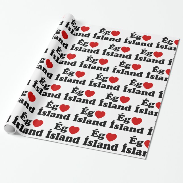 Papel De Regalo I Heart (Love) Islandia [Ég Elska Ísland] Islandés (Desenrollado)
