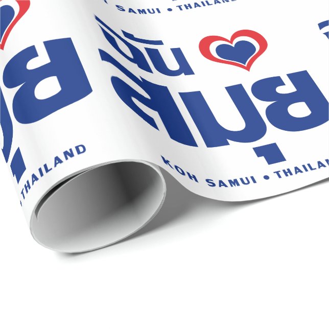 Papel De Regalo I Heart (Love) Koh Samui + Tailandia (Esquina del rollo)