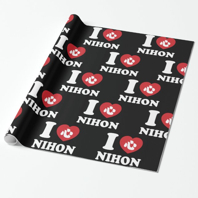 Papel de regalo I HEART [LOVE] NIHON (Desenrollado)