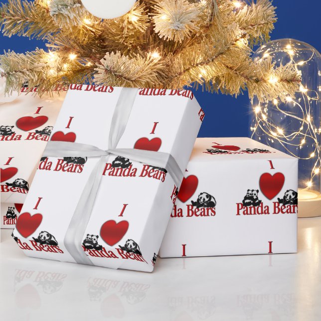 Papel De Regalo I Heart Panda Bears Fun (Vacaciones)