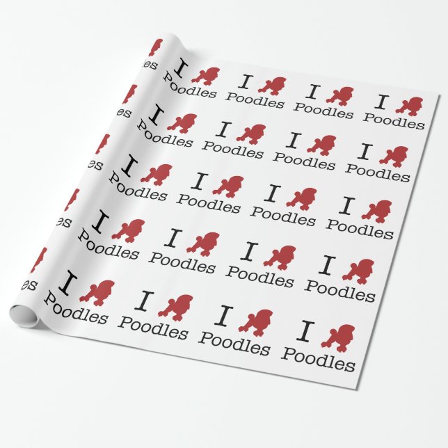 Papel De Regalo I Heart Poodles (Desenrollado)