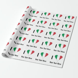 Papel De Regalo I (Italian Flag Heart Love) Your Text