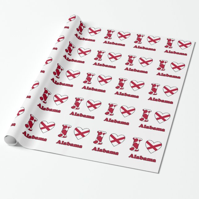 Papel De Regalo I love Alabama (Desenrollado)