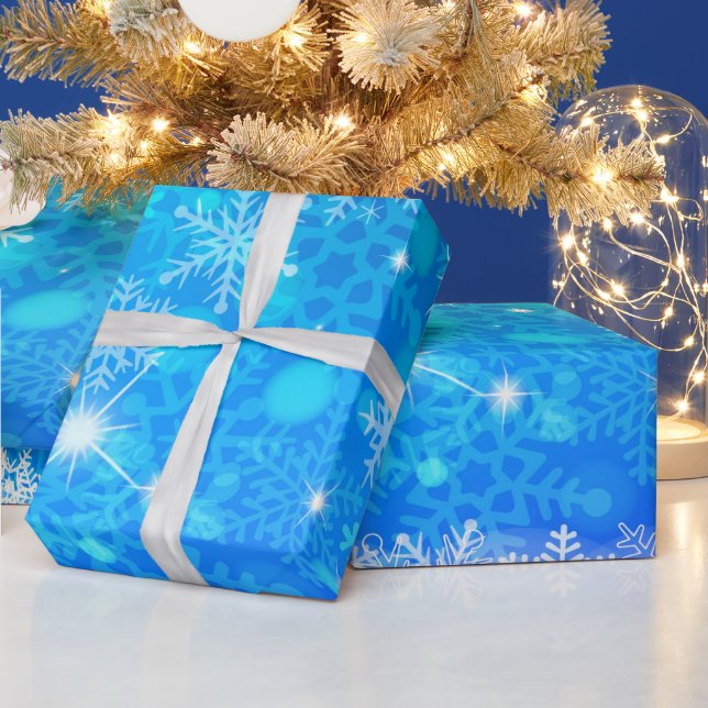 Papel De Regalo Ice and Snow, blue, white Christmas pattern (Vacaciones)