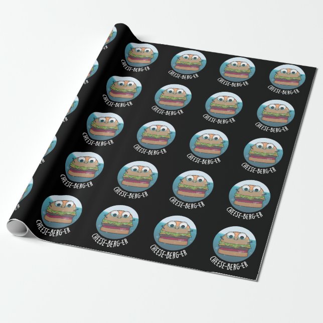 Papel De Regalo Ice-berg-er Funny Cheeseburger Pun Dark BG (Desenrollado)
