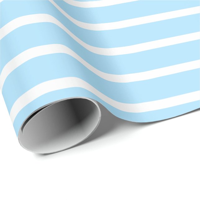 Papel De Regalo Ice Blue White Horizontal Strike (Esquina del rollo)