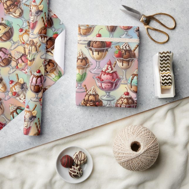 Papel De Regalo Ice Cream Sundae Wrapping Paper (Artesanía)