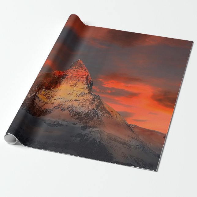 Papel De Regalo Icónica materia alpina al atardecer (Desenrollado)