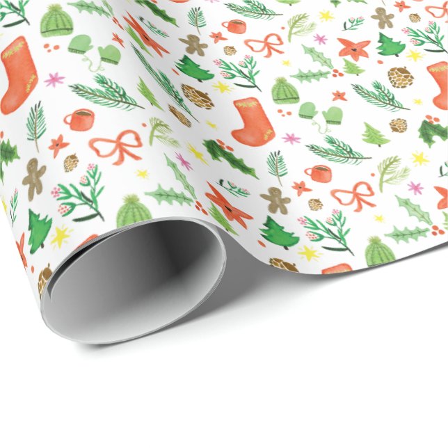 Papel De Regalo Icónicos Navidades Cosas Favoritas Encajadas de Re (Esquina del rollo)
