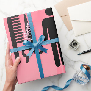 Papel De Regalo Icono de Barber Shop Haircut Comb y tijeras