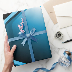 Papel De Regalo Icono de Hexágono Azul Brillante Geométrico Modern