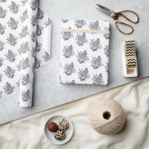 Papel De Regalo icono de mazorca de maíz dulce en blanco y negro