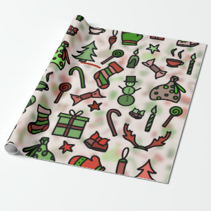Papel De Regalo Ícono de Navidades de Doodle de Vintage