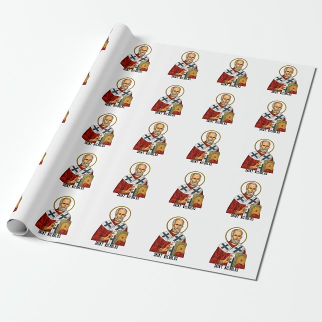 Papel De Regalo icono ortodoxo serbio de santos Nicolás (Desenrollado)