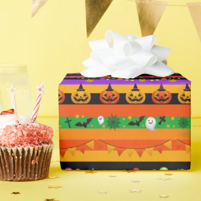 Papel De Regalo Iconos a rayas de Halloween (Fiesta de cumpleaños )