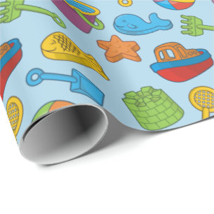 Papel De Regalo Iconos de juguetes de playa
