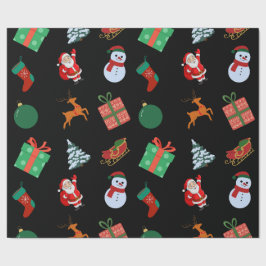 Papel De Regalo Iconos de Navidades negros